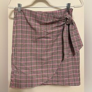 LOFT Plaid Skirt - Pink, Brown, and Black
